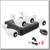 Проводной комплект видеонаблюдения для улицы - 4 FullHD камеры 